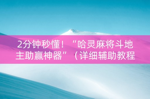 2分钟秒懂！“哈灵麻将斗地主助赢神器”（详细辅助教程）-哔哩哔哩