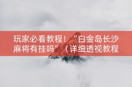 玩家必看教程！“白金岛长沙麻将有挂吗”（详细透视教程）-哔哩哔哩