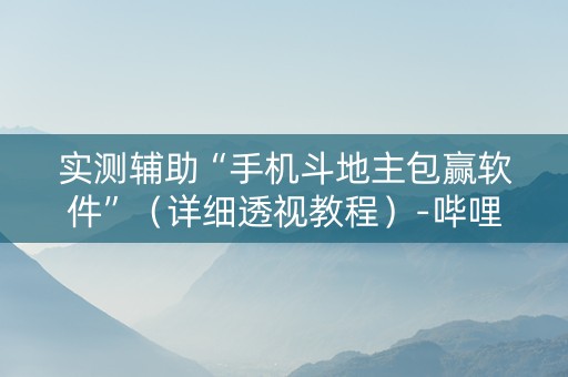 实测辅助“手机斗地主包赢软件”（详细透视教程）-哔哩哔哩