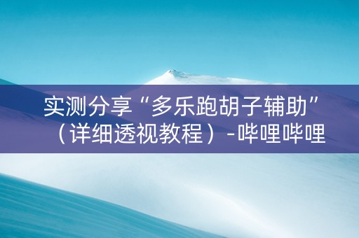 实测分享“多乐跑胡子辅助”（详细透视教程）-哔哩哔哩
