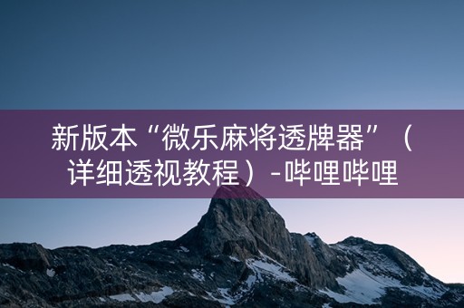 新版本“微乐麻将透牌器”（详细透视教程）-哔哩哔哩