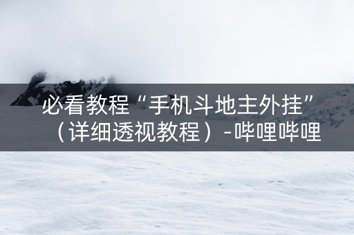 必看教程“手机斗地主外挂”（详细透视教程）-哔哩哔哩