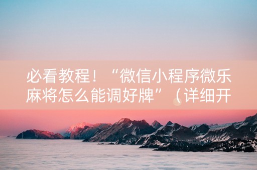 必看教程！“微信小程序微乐麻将怎么能调好牌”（详细开挂教程）-哔哩哔哩