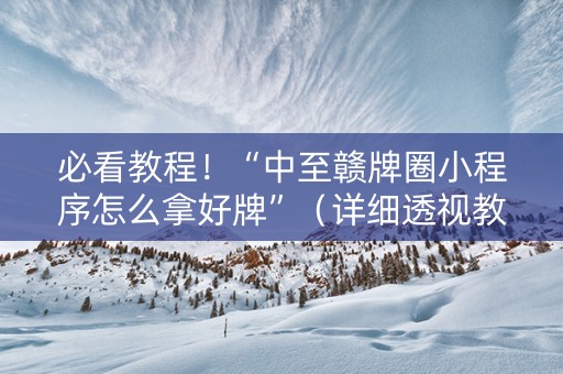 必看教程！“中至赣牌圈小程序怎么拿好牌”（详细透视教程）-哔哩哔哩