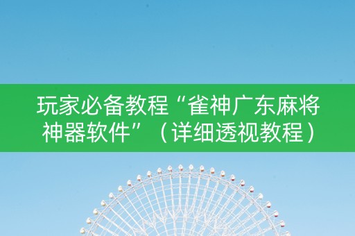 玩家必备教程“雀神广东麻将神器软件”（详细透视教程）-哔哩哔哩