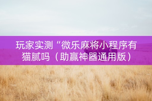 玩家实测“微乐麻将小程序有猫腻吗（助赢神器通用版）