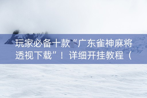 玩家必备十款“广东雀神麻将透视下载”！详细开挂教程（确实真的有挂)-知乎