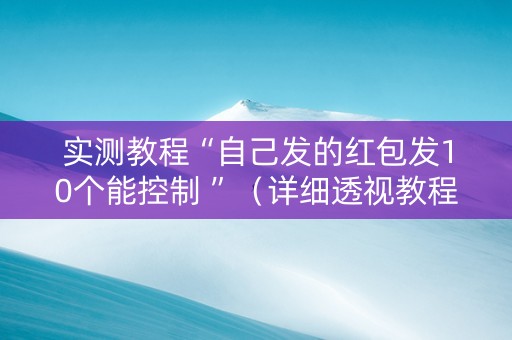 实测教程“自己发的红包发10个能控制 ”（详细透视教程）-哔哩哔哩