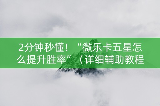 2分钟秒懂！“微乐卡五星怎么提升胜率”（详细辅助教程）-哔哩哔哩