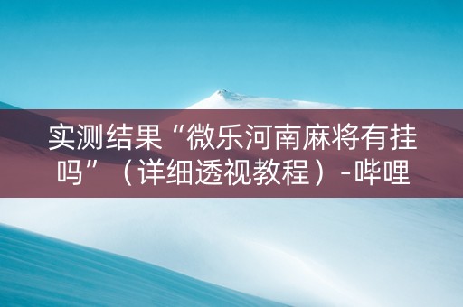 实测结果“微乐河南麻将有挂吗”（详细透视教程）-哔哩哔哩