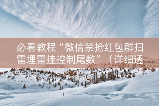 必看教程“微信禁抢红包群扫雷埋雷挂控制尾数”（详细透视教程）-哔哩哔哩