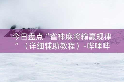 今日盘点“雀神麻将输赢规律”（详细辅助教程）-哔哩哔哩