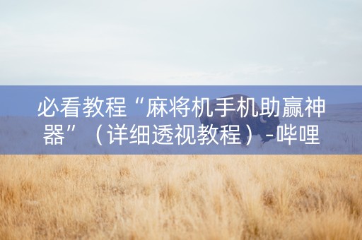 必看教程“麻将机手机助赢神器”（详细透视教程）-哔哩哔哩