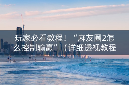 玩家必看教程！“麻友圈2怎么控制输赢”（详细透视教程）-哔哩哔哩