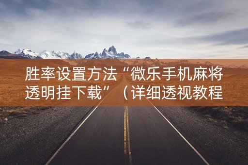 胜率设置方法“微乐手机麻将透明挂下载”（详细透视教程）-哔哩哔哩
