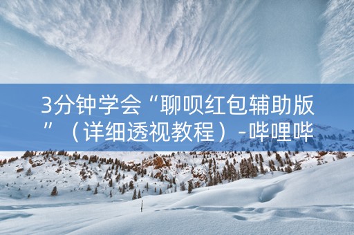 3分钟学会“聊呗红包辅助版”（详细透视教程）-哔哩哔哩