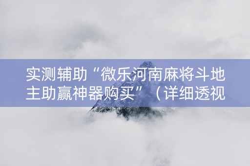 实测辅助“微乐河南麻将斗地主助赢神器购买”（详细透视教程）-哔哩哔哩