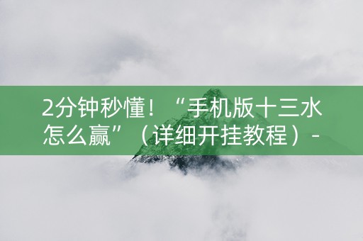 2分钟秒懂！“手机版十三水怎么赢”（详细开挂教程）-哔哩哔哩
