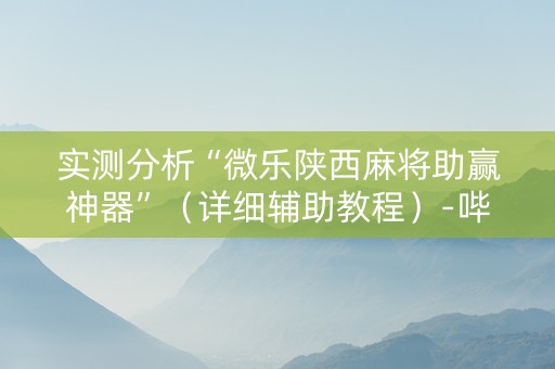 实测分析“微乐陕西麻将助赢神器”（详细辅助教程）-哔哩哔哩