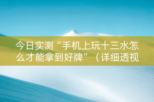 今日实测“手机上玩十三水怎么才能拿到好牌”（详细透视教程）-哔哩哔哩