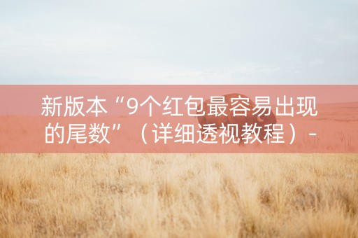 新版本“9个红包最容易出现的尾数”（详细透视教程）-哔哩哔哩