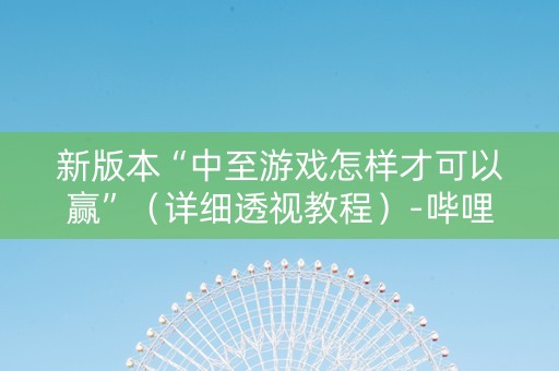 新版本“中至游戏怎样才可以赢”（详细透视教程）-哔哩哔哩