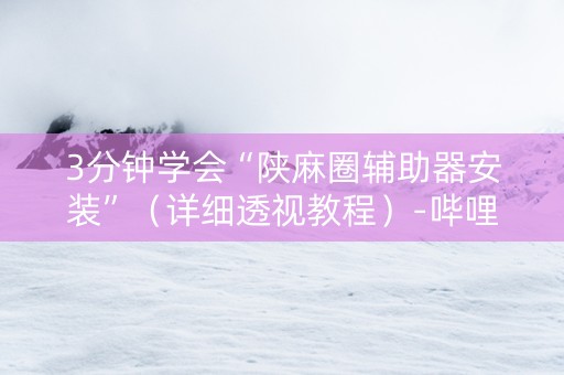 3分钟学会“陕麻圈辅助器安装”（详细透视教程）-哔哩哔哩