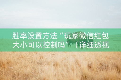 胜率设置方法“玩家微信红包大小可以控制吗”（详细透视教程）-哔哩哔哩