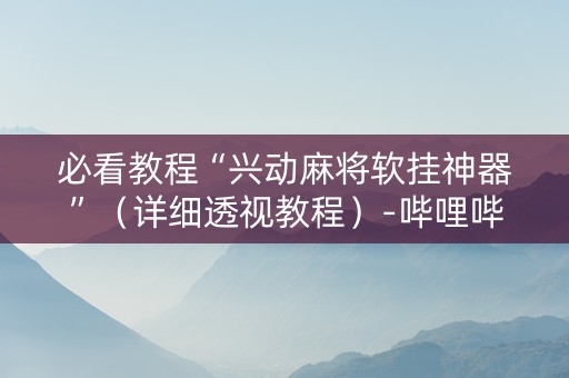 必看教程“兴动麻将软挂神器”（详细透视教程）-哔哩哔哩