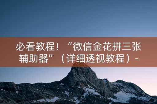 必看教程！“微信金花拼三张辅助器”（详细透视教程）-哔哩哔哩