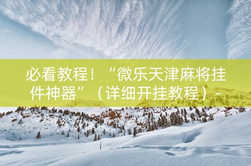 必看教程！“微乐天津麻将挂件神器”（详细开挂教程）-哔哩哔哩