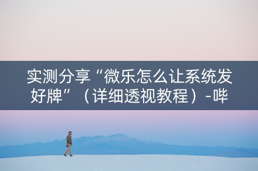 实测分享“微乐怎么让系统发好牌”（详细透视教程）-哔哩哔哩
