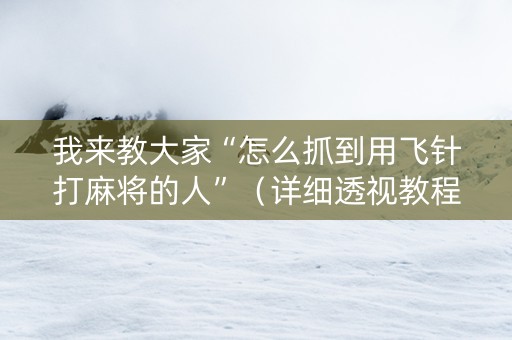我来教大家“怎么抓到用飞针打麻将的人”（详细透视教程）-哔哩哔哩