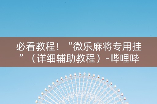 必看教程！“微乐麻将专用挂”（详细辅助教程）-哔哩哔哩