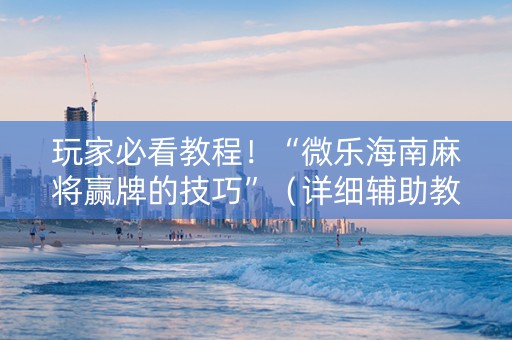 玩家必看教程！“微乐海南麻将赢牌的技巧”（详细辅助教程）-哔哩哔哩