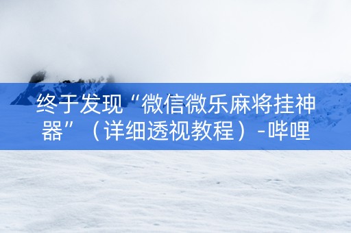 终于发现“微信微乐麻将挂神器”（详细透视教程）-哔哩哔哩