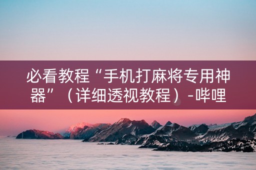 必看教程“手机打麻将专用神器”（详细透视教程）-哔哩哔哩