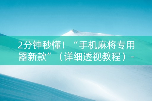 2分钟秒懂！“手机麻将专用器新款”（详细透视教程）-哔哩哔哩