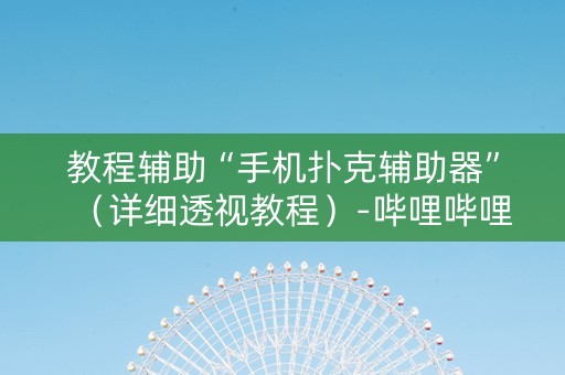 教程辅助“手机扑克辅助器”（详细透视教程）-哔哩哔哩