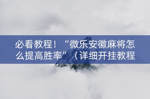 必看教程！“微乐安徽麻将怎么提高胜率”（详细开挂教程）-哔哩哔哩