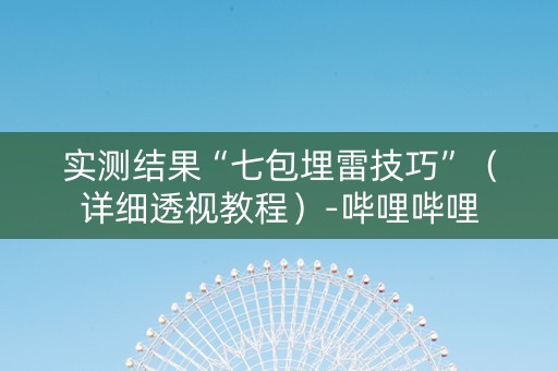 实测结果“七包埋雷技巧”（详细透视教程）-哔哩哔哩