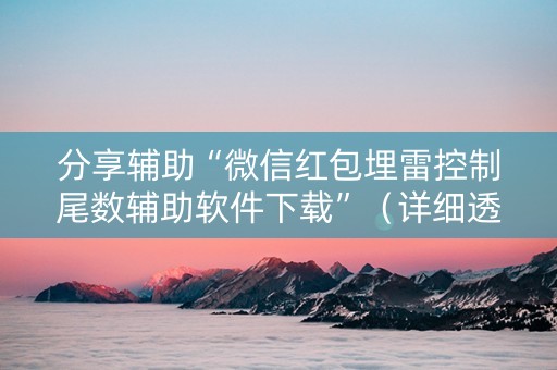 分享辅助“微信红包埋雷控制尾数辅助软件下载”（详细透视教程）-哔哩哔哩