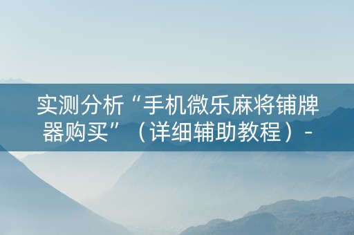 实测分析“手机微乐麻将铺牌器购买”（详细辅助教程）-哔哩哔哩