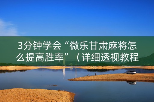 3分钟学会“微乐甘肃麻将怎么提高胜率”（详细透视教程）-哔哩哔哩