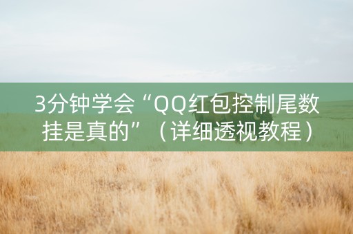 3分钟学会“QQ红包控制尾数挂是真的”（详细透视教程）-哔哩哔哩