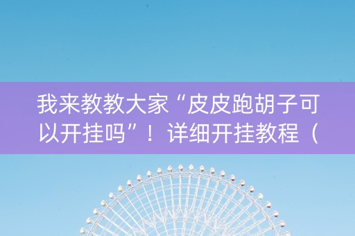 我来教教大家“皮皮跑胡子可以开挂吗”！详细开挂教程（确实真的有挂)-知乎
