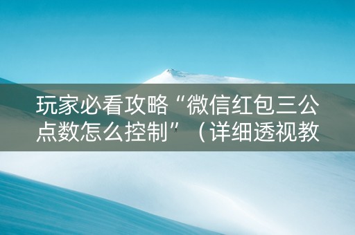 玩家必看攻略“微信红包三公点数怎么控制”（详细透视教程）-哔哩哔哩