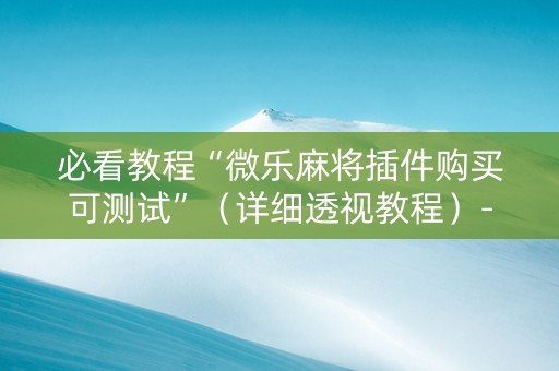 必看教程“微乐麻将插件购买可测试”（详细透视教程）-哔哩哔哩