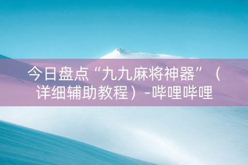 今日盘点“九九麻将神器”（详细辅助教程）-哔哩哔哩