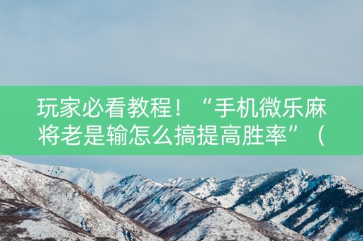玩家必看教程！“手机微乐麻将老是输怎么搞提高胜率”（详细开挂教程）-哔哩哔哩